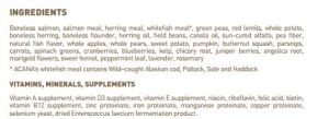 Acana Pacifica Ingredients